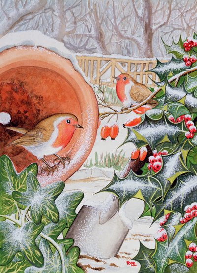 Kerstmis Roodborstjes door Tony Todd